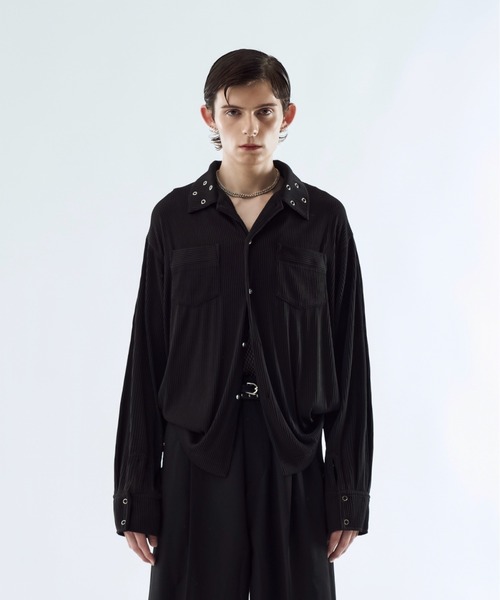 シャツ Pleats eyelet collar shirt プリーツアイレットカラーシャツ