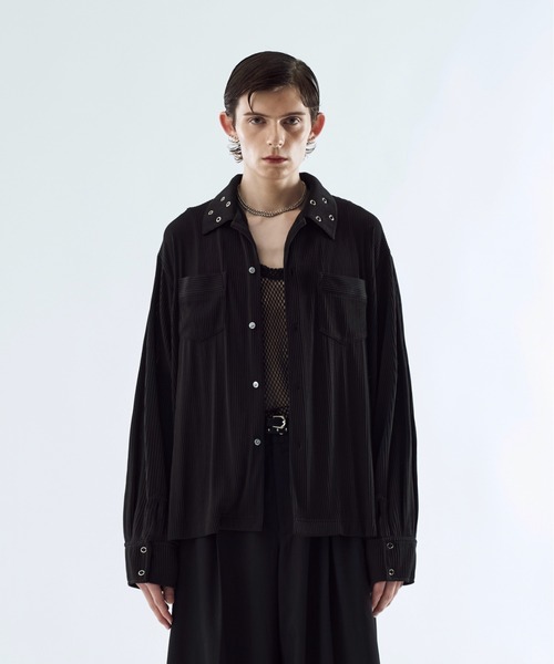 シャツ Pleats eyelet collar shirt プリーツアイレットカラーシャツ