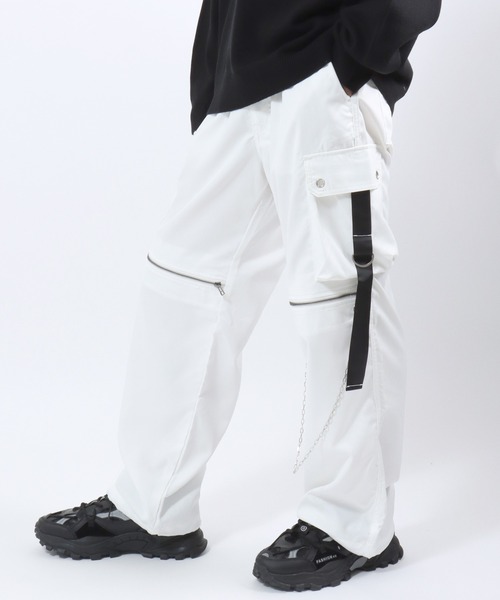 カーゴパンツ チェーン付ワイドシルエットカーゴパンツ メンズ