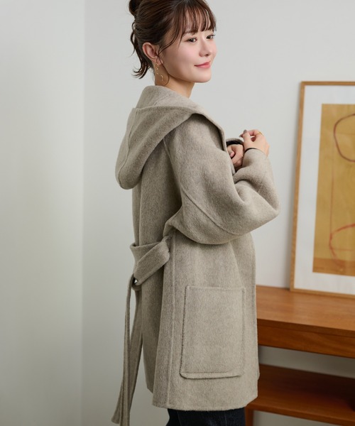 コート アウター cotton wool hooded middle coat /コットンウール 