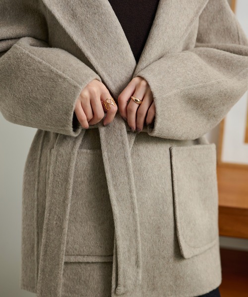 コート アウター cotton wool hooded middle coat /コットンウール