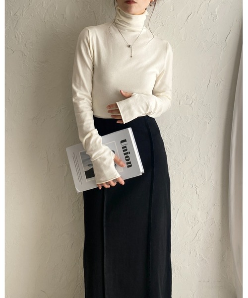 She's Closet ニット セーター アームウォーマー風長袖指穴ハイネック