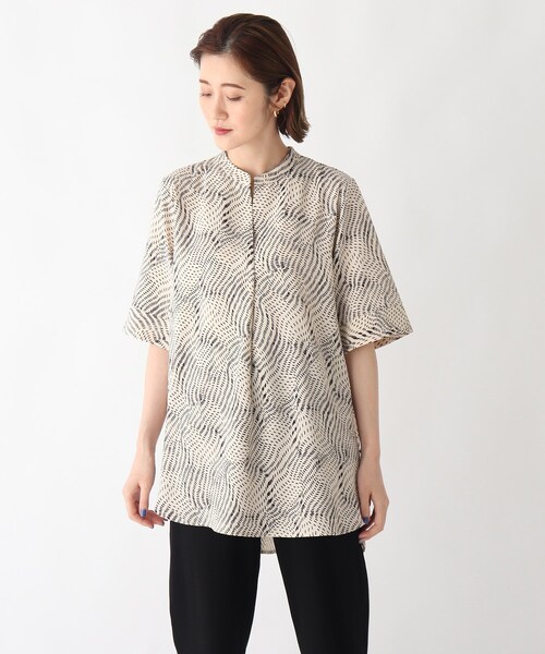 「OPAQUE.CLIP」 半袖ブラウス 38 ブラック レディース_画像2