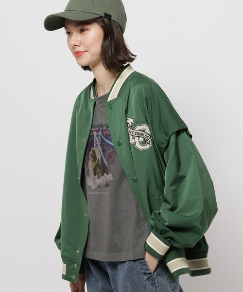 niko and…（ニコアンド） スタジャン MEDIUM グリーン レディース