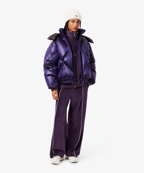 スウェットパンツ ジャージ ベロアタッチパイピングトラックパンツ レディース_11