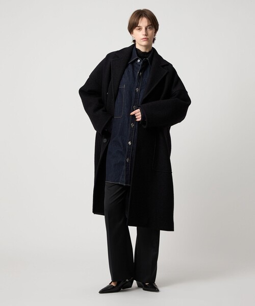 LuLu【美品】ASTRAET ウール ロングコート ドロップショルダー ASTRAET（アストラット） コート チェスターコート 「ASTRAET」6ボタン