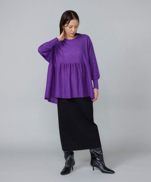 Le souk（ルスーク） ニット セーター ヘムギャザーニットプルオーバー