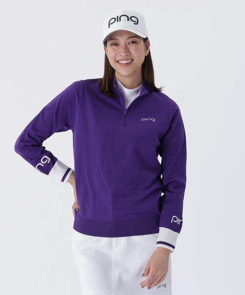 PING（ピン） ニット セーター 「PING APPAREL」ハーフジップ袖ロゴ