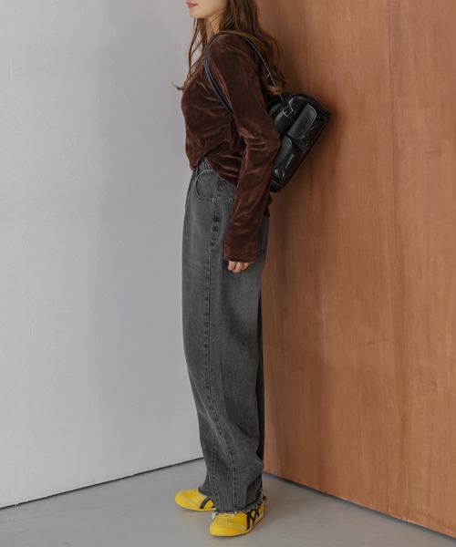 ワイドパンツ ジーンズ デニム デニムパンツ カーブシルエットデニム