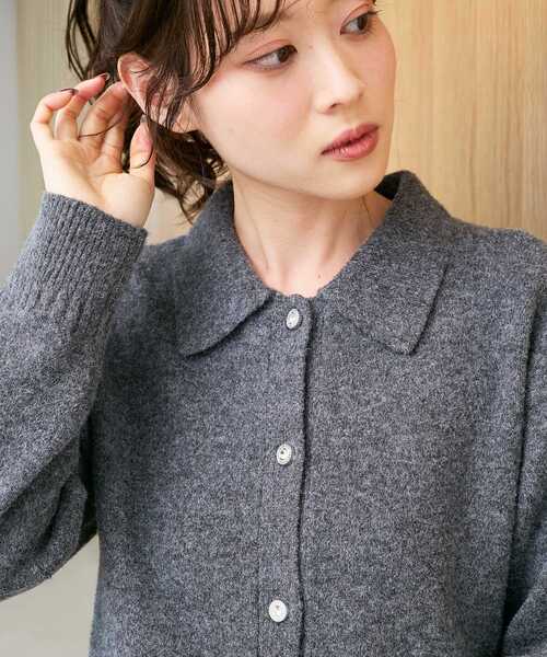 le.coeur blanc（ルクールブラン） カーディガン 襟ツキビジューボタン
