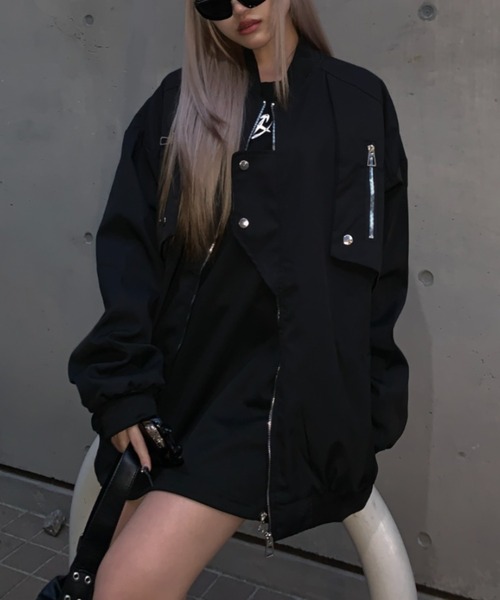 lilful ma1 ma-1 アシンメトリージップギミックフライトジャケットMA-1