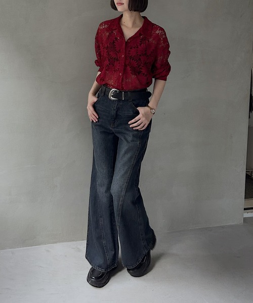 「PAGEBOY」 長袖シャツ FREE オフホワイト レディース_画像3