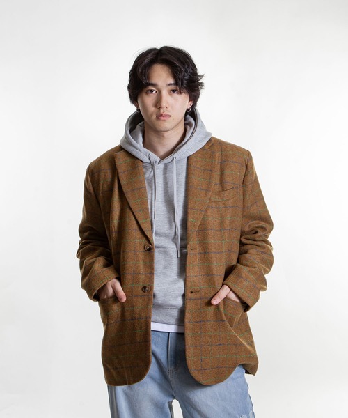 ZIP FIVE -White Line- テーラードジャケット LARGE キャメル メンズ