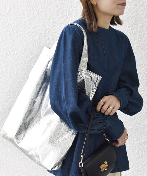「BINDU」 ハンドバッグ ONE SIZE シルバー レディース_画像2