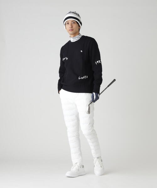 PEARLY GATES 花柄セーター サイズ1 アラン柄×インターシャ クルー