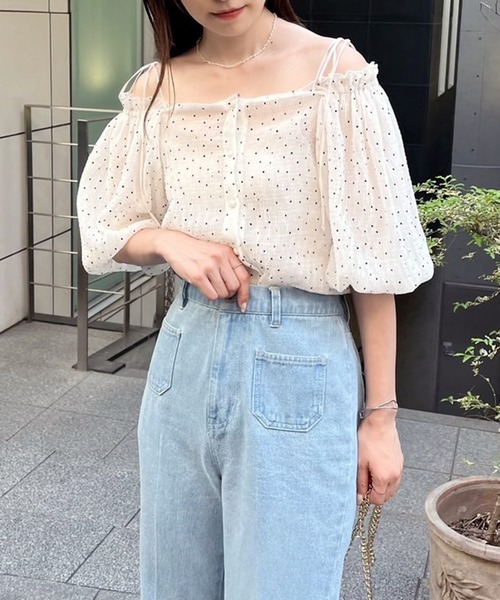 「one after another NICE CLAUP」 7分袖ブラウス FREE ピンク レディース_画像8