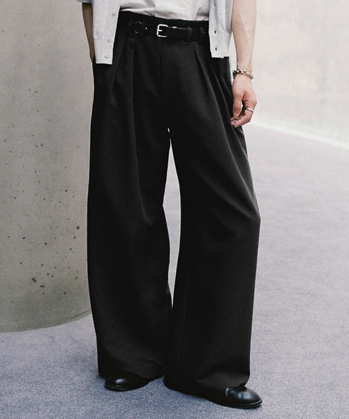 ディガウェル DIGAWEL 25AW Wide tuck pants ワイド タック スラックス