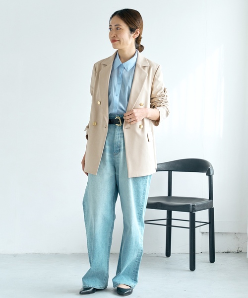 イエナ　ジャケット　ネイビー WEB限定】IENA LA BOUCLE 強撚サージテーラードジャケット（テーラード