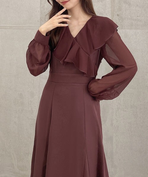 「JUNOAH」 長袖ワンピース MEDIUM チャコール レディース_画像5