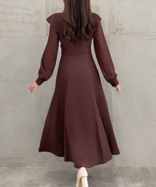 「JUNOAH」 長袖ワンピース MEDIUM チャコール レディース_画像6