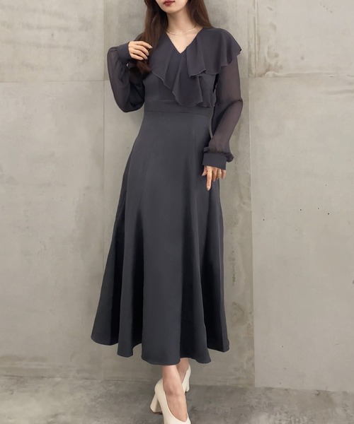 「JUNOAH」 長袖ワンピース MEDIUM チャコール レディース_画像8