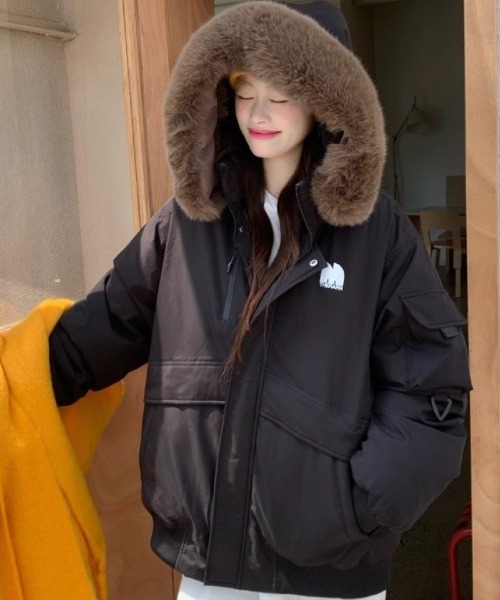 ダウンコート ダウンジャケット フェイクファーフード エコダウン