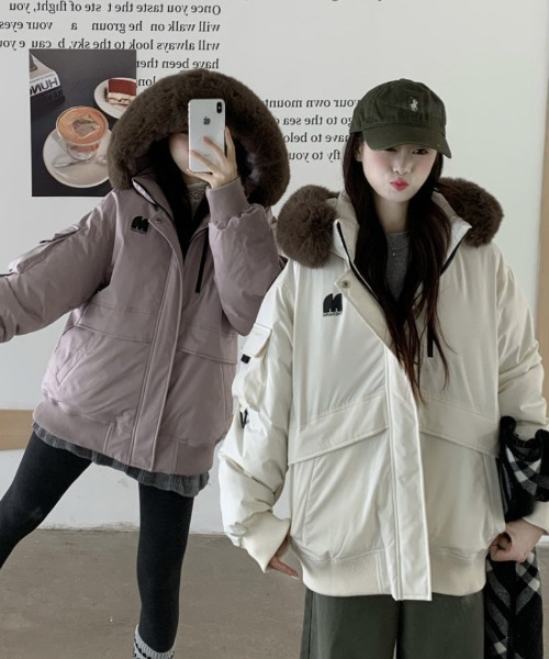 ダウンコート ダウンジャケット フェイクファーフード エコダウン