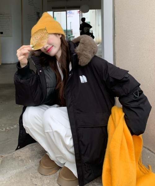 ダウンコート ダウンジャケット フェイクファーフード エコダウン