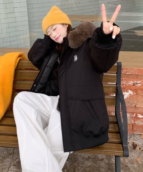 ダウンコート ダウンジャケット フェイクファーフード エコダウン