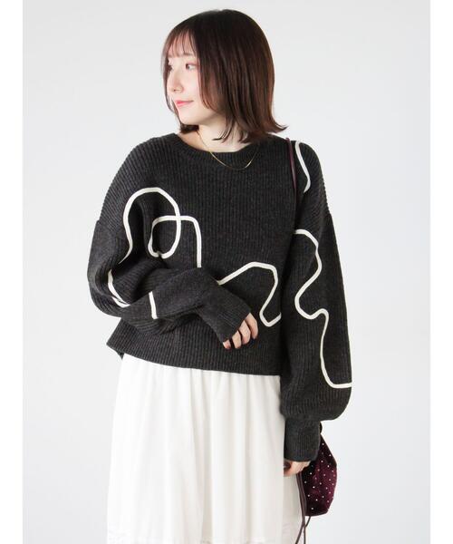 Te chichi TERRASSE ニット セーター 畦編みコード刺繍ニットプル