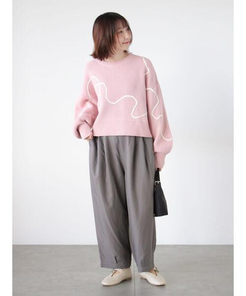 Te chichi TERRASSE ニット セーター 畦編みコード刺繍ニットプル