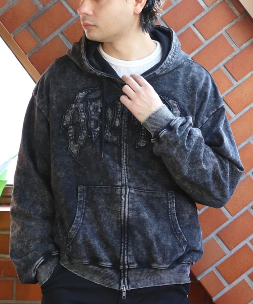 8 パーカー ウォッシュ加工ジップパーカー メンズ レディース