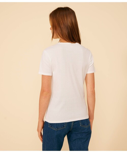 「PETIT BATEAU」 半袖カットソー SMALL ホワイト レディース_画像9