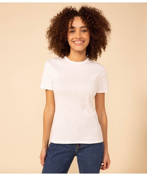 「PETIT BATEAU」 半袖カットソー SMALL ホワイト レディース_画像10