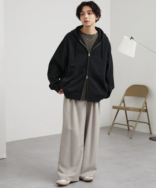 「MONO-MART」 ジップアップパーカー L チャコール メンズ_画像2