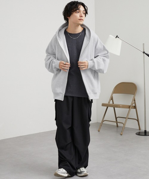 「MONO-MART」 ジップアップパーカー L チャコール メンズ_画像6