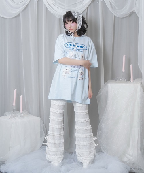 「Honey Cinnamon」 半袖Tシャツ FREE サックスブルー レディース_画像3