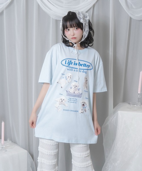 「Honey Cinnamon」 半袖Tシャツ FREE サックスブルー レディース_画像5