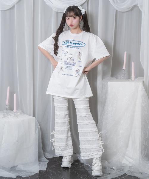 「Honey Cinnamon」 半袖Tシャツ FREE サックスブルー レディース_画像7