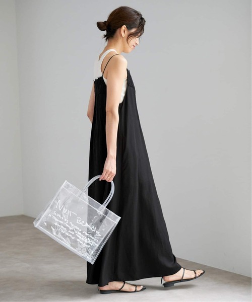 新品 IENASatinレース キャミソールワンピース ブラック IENA（イエナ） ワンピース 「WEB限定/追加」レースキャミソール