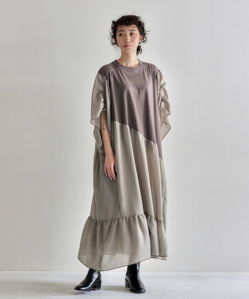 「RehersalL」 半袖ワンピース FREE グレー レディース_画像4
