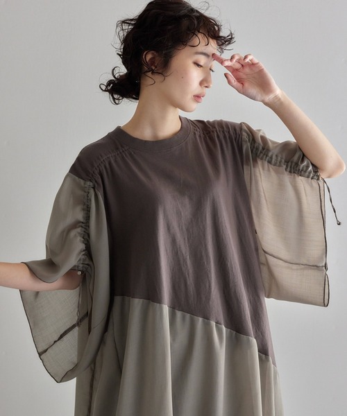 「RehersalL」 半袖ワンピース FREE グレー レディース_画像5