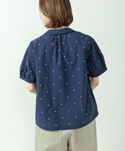 PAR ICI（パーリッシィ） ブラウス シャツ DOT刺繍 丸襟ブラウス