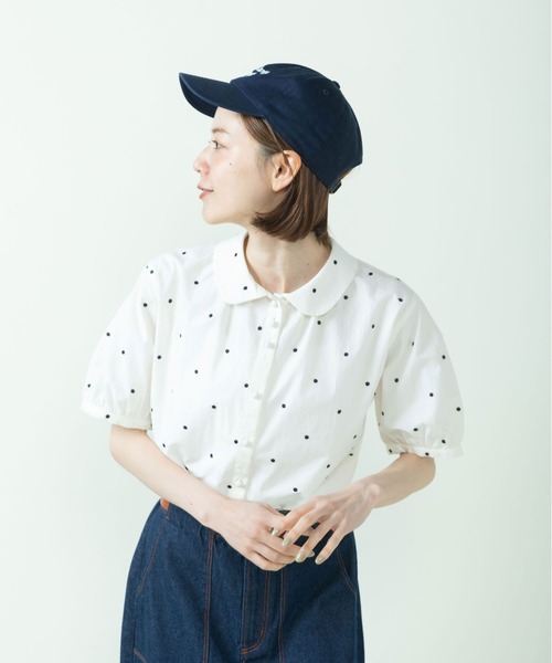 PAR ICI（パーリッシィ） ブラウス シャツ DOT刺繍 丸襟ブラウス
