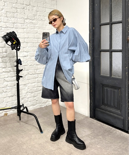 「Six M」 長袖シャツ FREE オフホワイト レディース_画像4