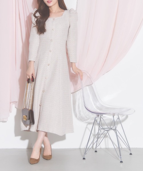 「tocco closet」 7分袖ワンピース M ベージュ レディース_画像3