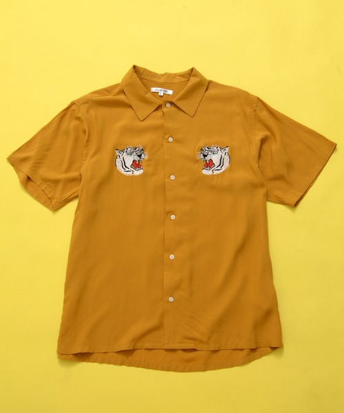 John Undercover 虎刺繍 長袖開襟シャツ マスタード Revo. 半袖シャツ L マスタード メンズ : ZOZOTOWN Yahoo!店 - 通販