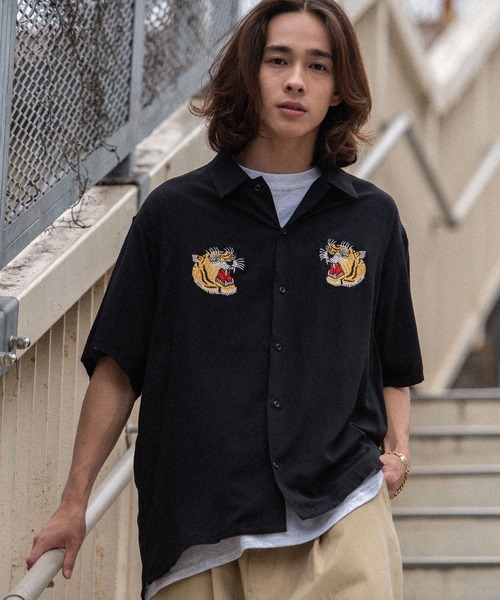 John Undercover 虎刺繍 長袖開襟シャツ マスタード Revo. 半袖シャツ L マスタード メンズ : ZOZOTOWN Yahoo!店 - 通販