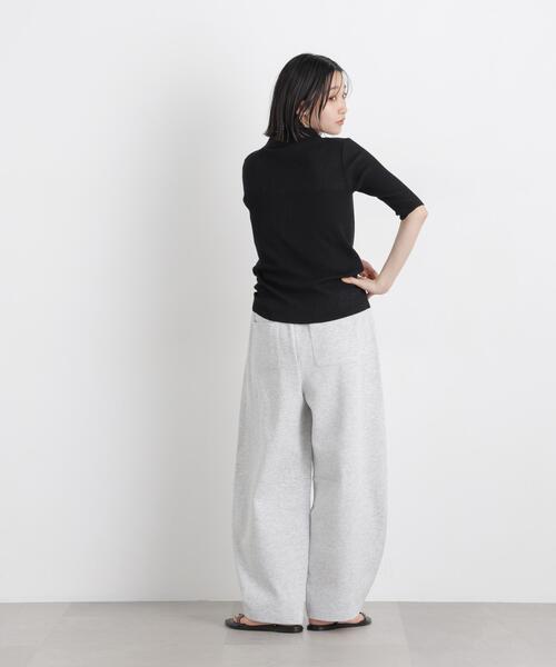 ニット セーター ソフトシアーランダムリブ衿付きニット レディースの画像