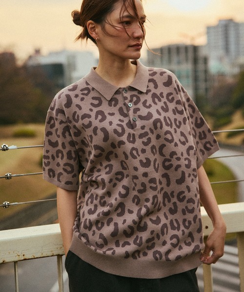 HUF（ハフ） ポロシャツ 半袖 HUF CO-OP CHUNKY CHEETAH KNIT POLO